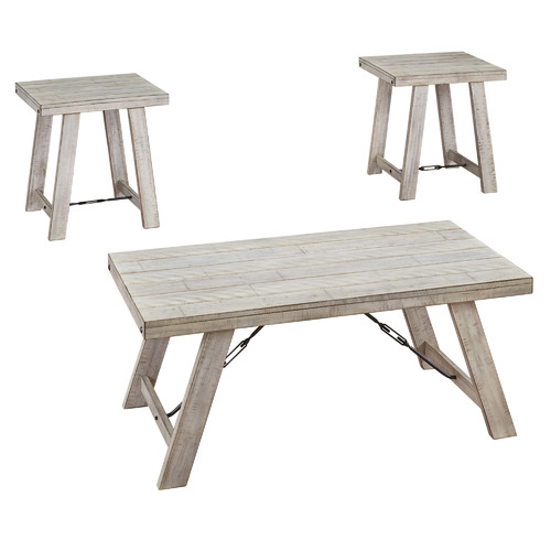 3 Piece Whitewash Sorrento Acacia Wood Coffee Table Set by Temple