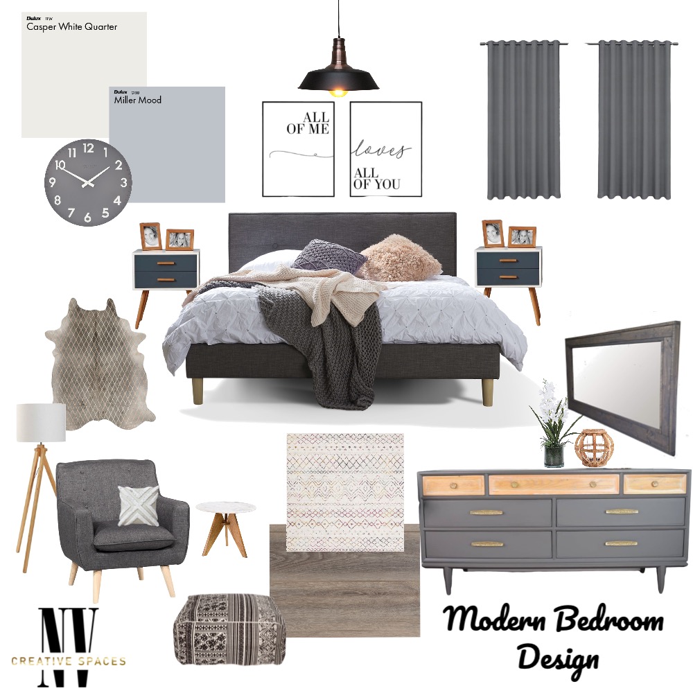Modern Bedroom Design Interior Design Mood Board by NV Creative Spaces