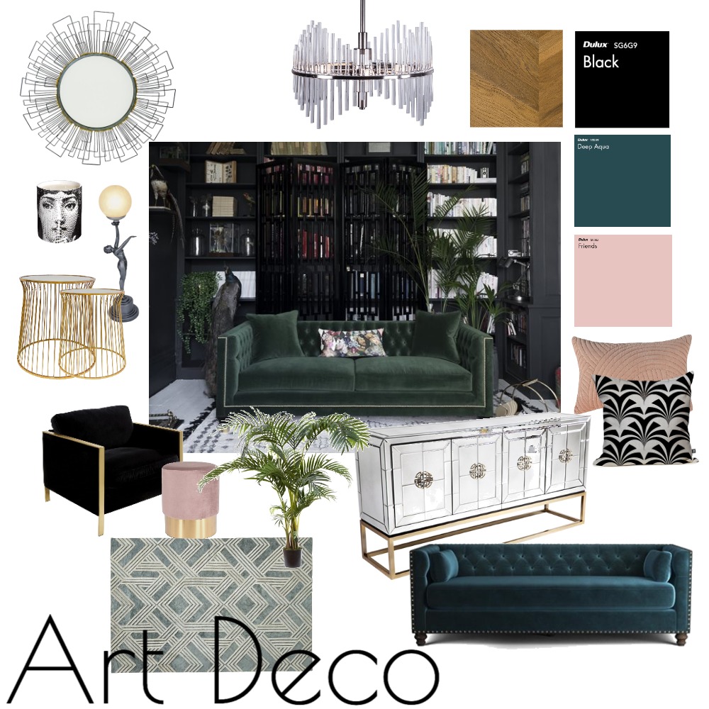 Art Deco- Living room Interior Design Mood Board by matthooper - Style ...