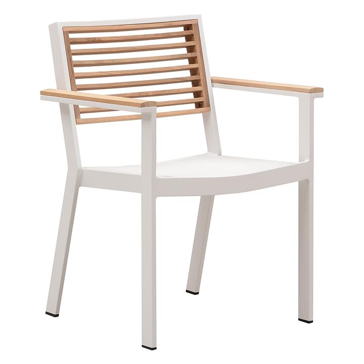 St Lucia Teak Outdoor Dining Armchair in White by Indosoul by Indosoul