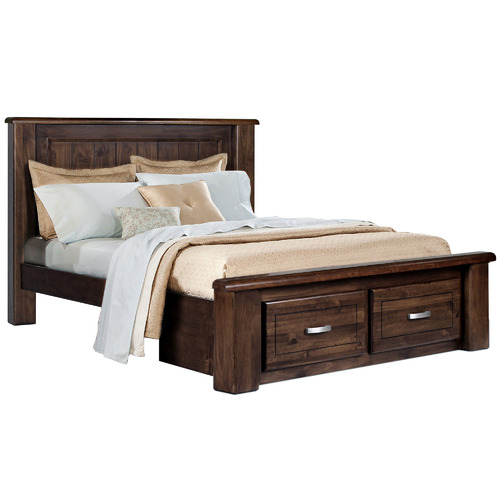 Dark Brown Merlin Wooden Bed with 2 Drawers Size King by Temple & ster Style Sourcebook