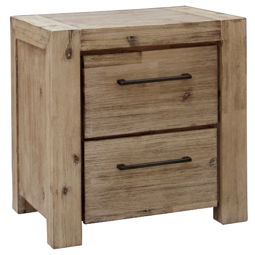 Natural Gowther 2 Drawer Acacia Wood Bedside Table by Temple & Webster