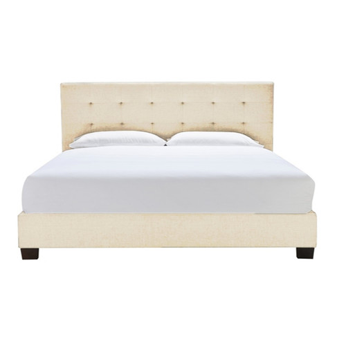 Kylie Fabric Wooden Bed Frame Colour White, Size Queen by Temple
