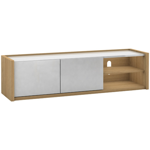 White & Natural Sabina High Gloss TV Unit by Temple & ster Style