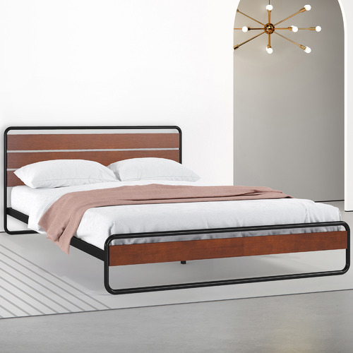 Natural Nadia Pine Wood & Steel Bed Size Double by Temple & ster Style Sourcebook