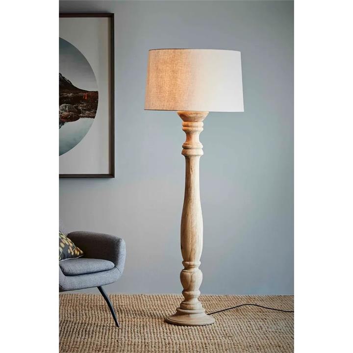 Candela Timber Pillar Base Floor Lamp, Natural by Zaffero Style