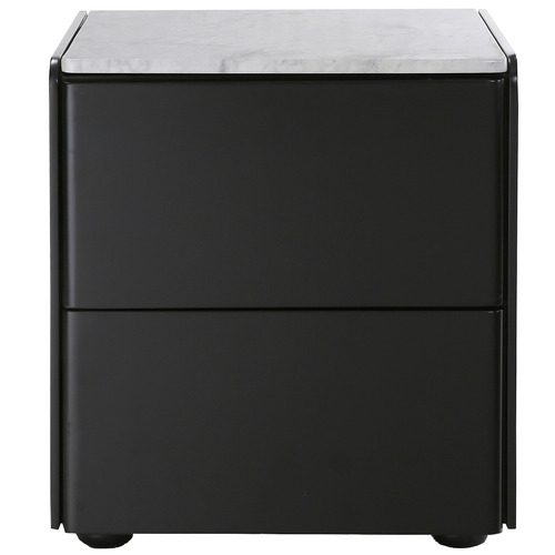 Sigfrid Carrara MarbleTop Bedside Table Colour Black by Temple & ster Style Sourcebook