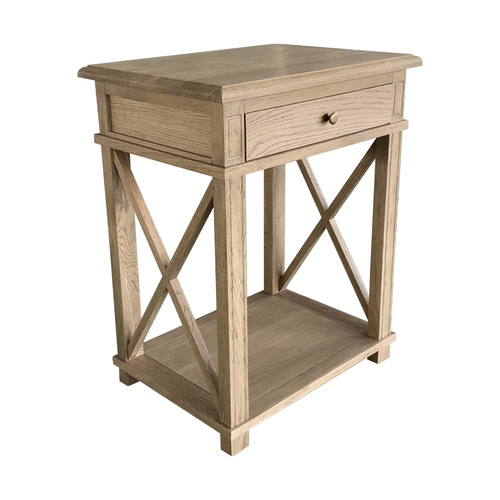 Shelly Bedside Table Colour Weathered Oak by Temple & ster Style