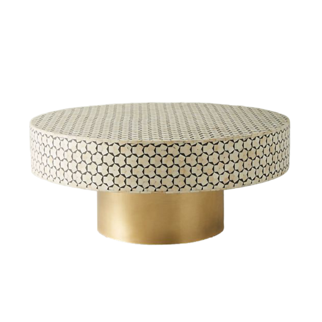 Bone Inlay Coffee Table Charcoal and Brass by Mahlia Interiors