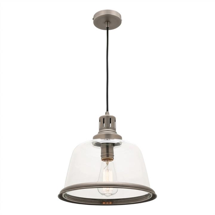 Soho Metal & Glass Pendant Light, Large, Pewter by Mercator Style Sourcebook