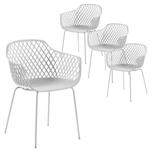 Set of 4 Gertrude Metal & Plastic Tub Dining Chairs Colour White by Temple & ster Style