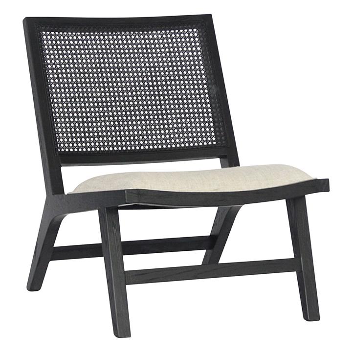 Palmer Rattan & Linen Occasional Chair in Black by CAFE Lighting
