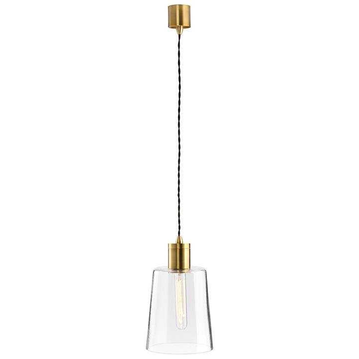 Parlour Round Glass Pendant Light, Clear / Antique Brass by Lighting