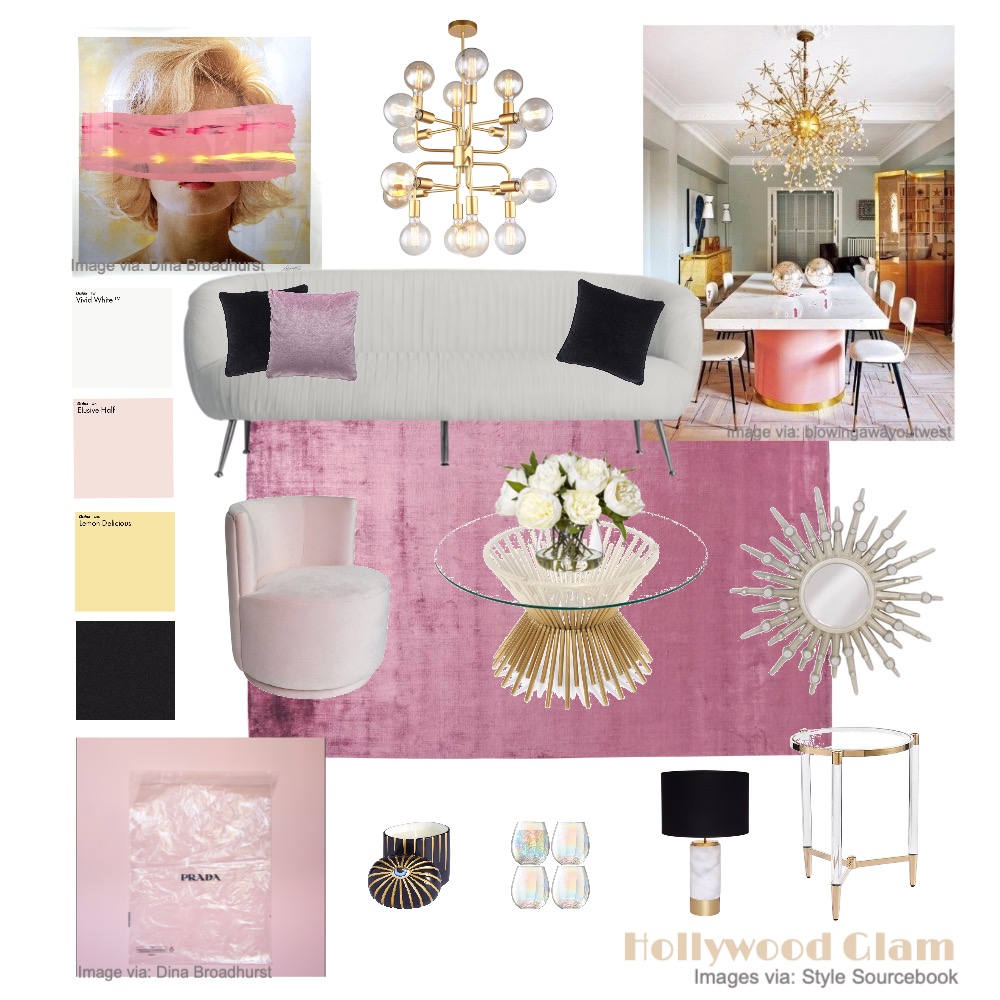 Hollywood Glam Interior Design Mood Board by RhiannonSmit - Style ...