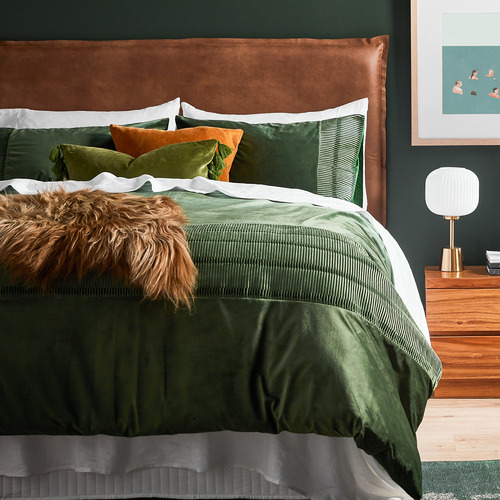 Tan Faux Leather Elsie Headboard with Slipcover Size Single by Temple & ster Style Sourcebook