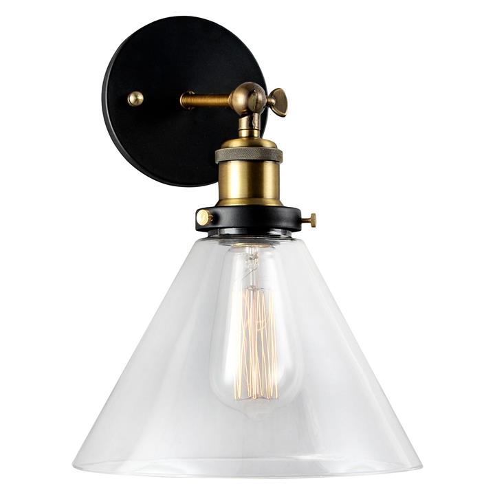 Clear Glass Funnel Filament Wall Light in Bronze by Amonson Lighting by