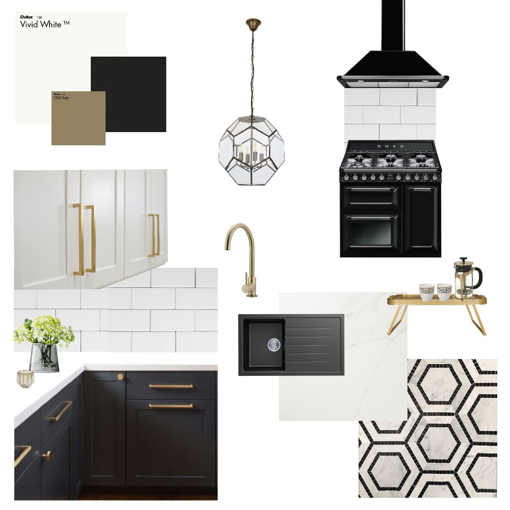 Art Deco Kitchen Interior Design Mood Board by noellainteriors Style