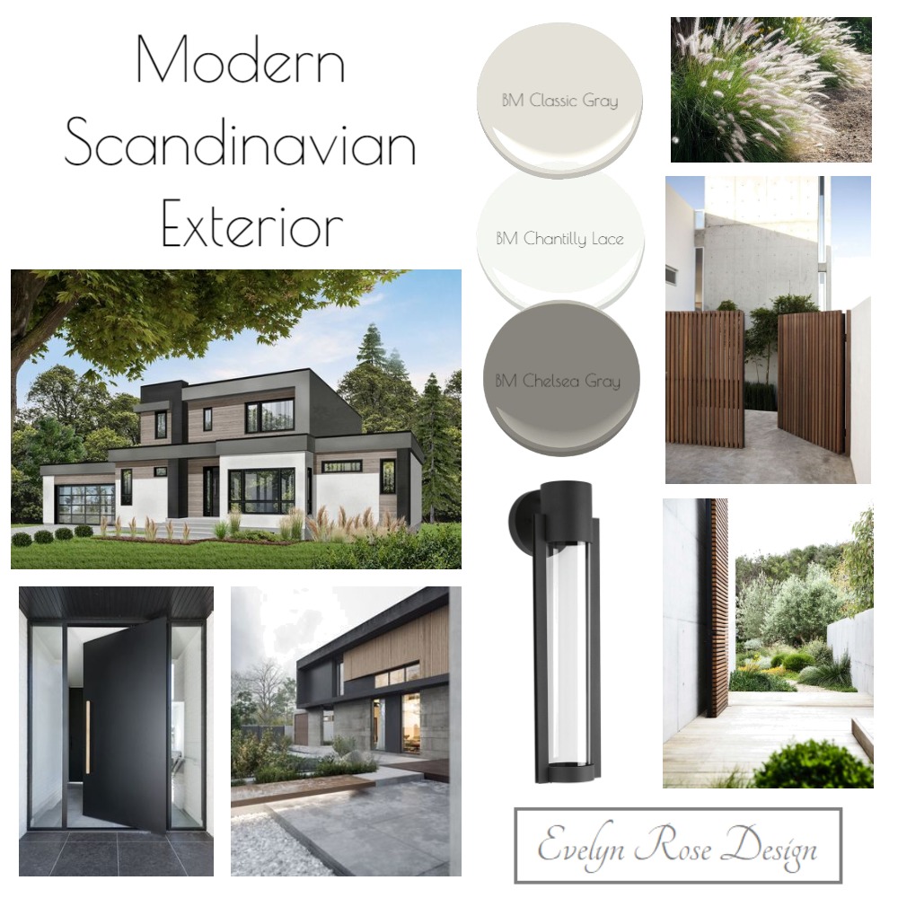 Scandinavian Modern Exterior Interior Design Mood Board by Evelyn Rose