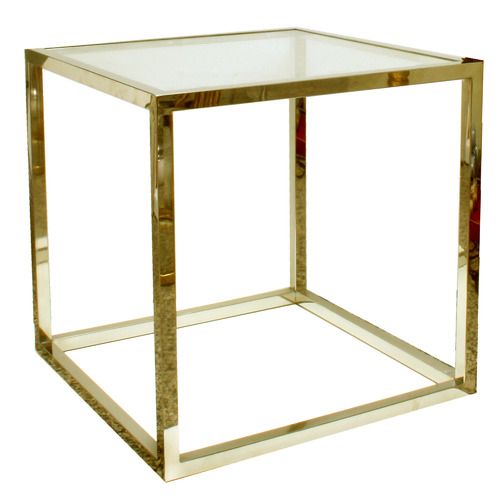 Plain GlassTop Side Table Colour Gold by Temple & ster Style