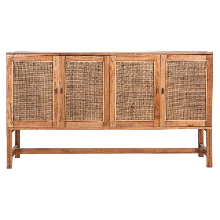 Bairnsdale Mindi Wood 4 Door Sideboard, 160cm, Light Tobacco by Dodicci
