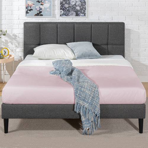 Harlow Upholstered Platform Bed Size Queen by Temple & ster Style