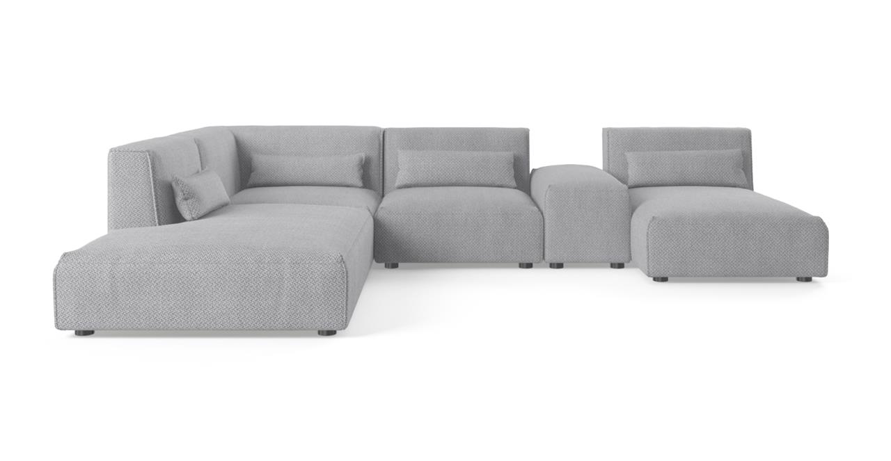 Drake 5 Seater Modular Sofa with Chaise and Ottoman Gainsboro Grey