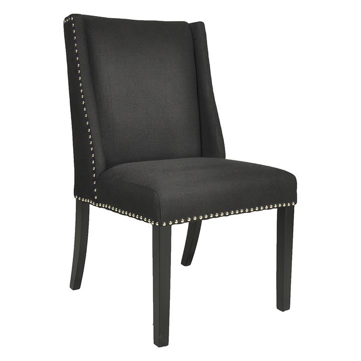 Braydon Set of 2 Linen Dining Chairs in Black by CAFE Lighting & Living