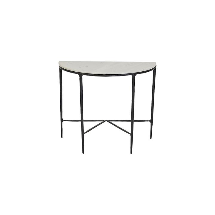 Heston Marble SemiCircle Console Table in Black by CAFE Lighting