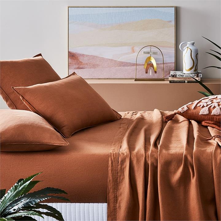 Home Republic VW Linen Sheet Sets Super King Brick SS Brick By Adairs