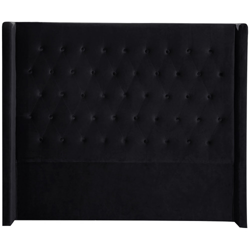 Stamford Winged Chesterfield Velvet King Bedhead Colour Black by