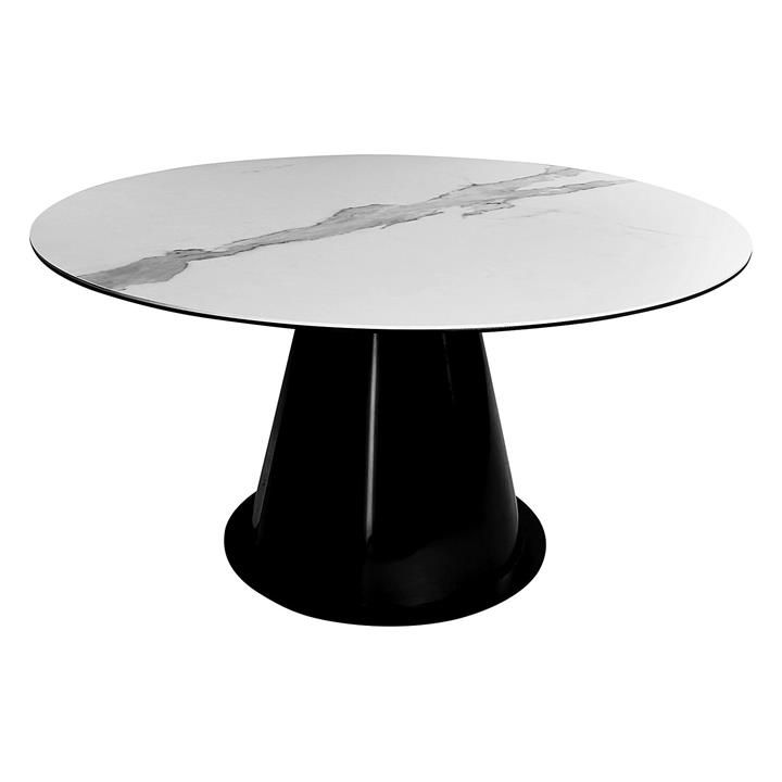 Armin Ceramic & Glass Dining Table in White by Bay Road Designs by Bay Road Designs Style