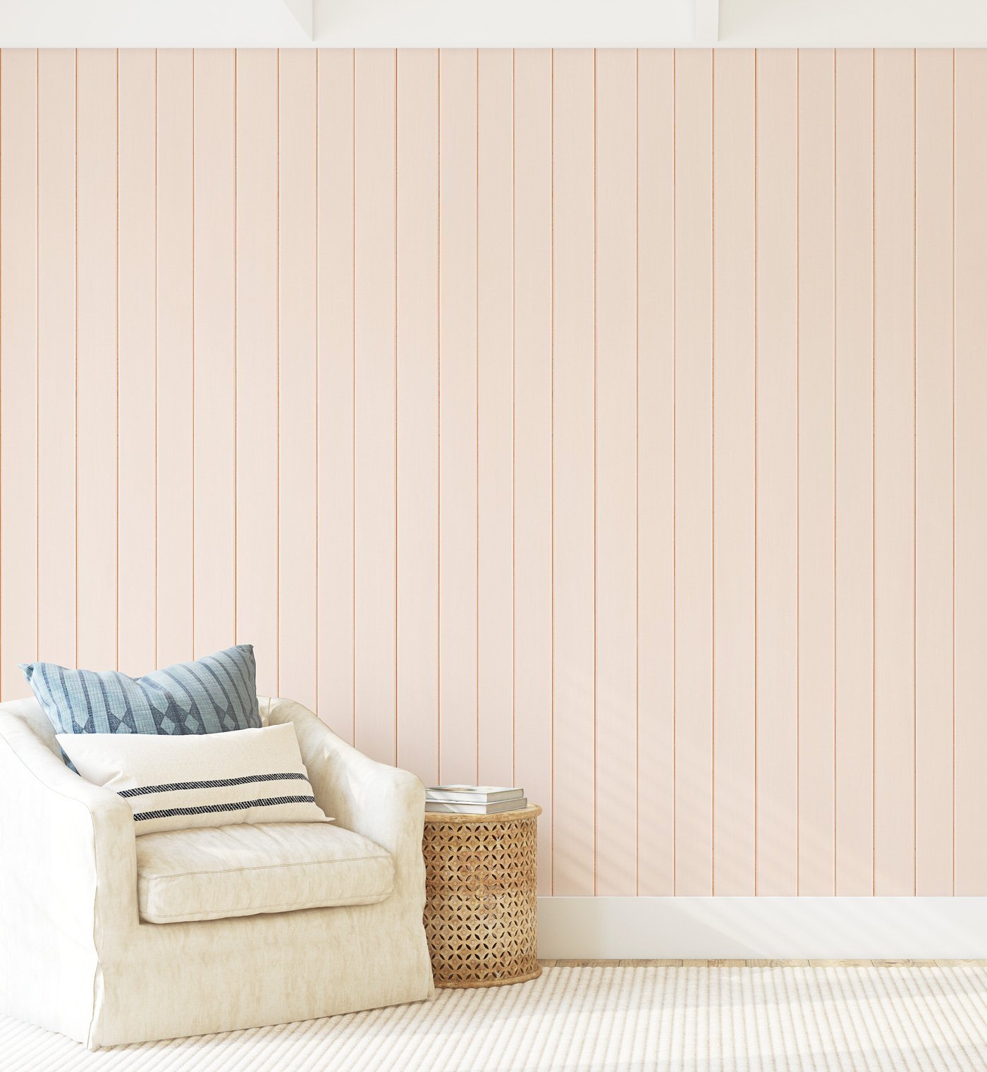 Tongue & Groove Wood Panel Wallpaper Slightly Peach by oliveetoriel