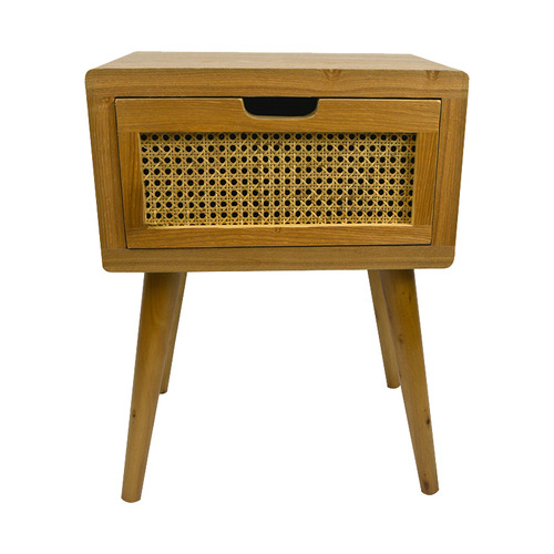 Natural Rattan & Wood Bedside Table by Temple & Webster Style Sourcebook