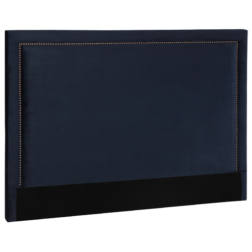 Navy Caspian Velvet Bedhead Size Queen by Temple & ster Style