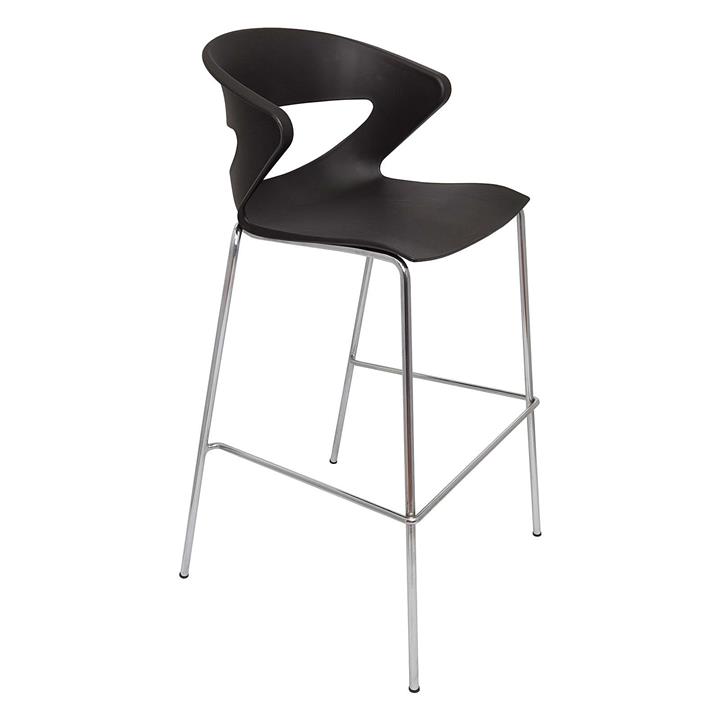 Poly Bar Stool with Chrome Legs in Black by Rapidline by Rapidline
