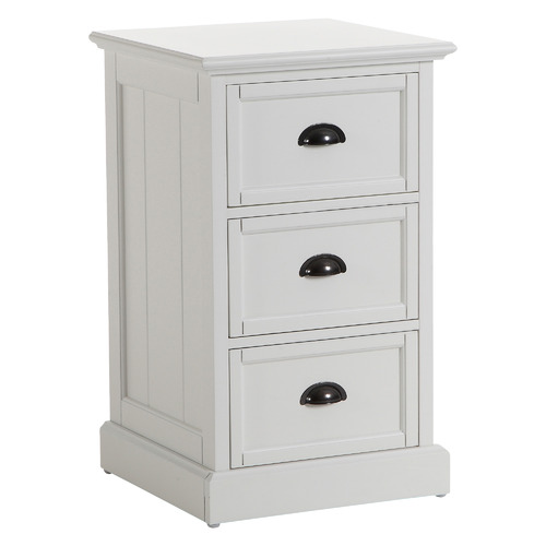 White Hamptons 3 Drawer Bedside Table by Temple & ster Style