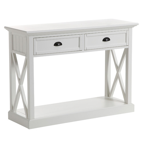 White Hamptons 2 Drawer Console Table by Temple & ster Style