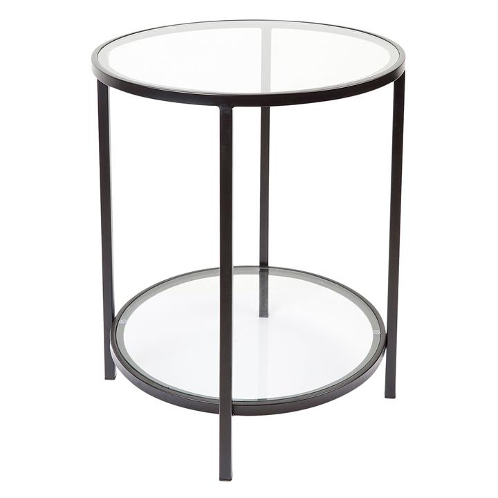 Cocktail Glass Top Round Side Table in Black by CAFE Lighting & Living by CAFE Lighting & Living