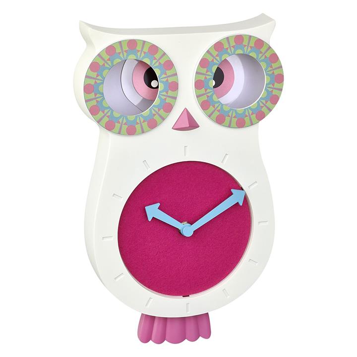 Lucy Children's Owl Pendulum Wall Clock in Pink by TFA by TFA Style