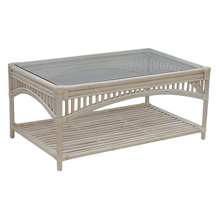 Sorina Rattan Glass Top Coffee Table in Light Brown by Mise En Scene by