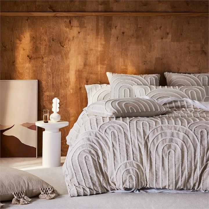 Home Republic Archie Tufted Bedlinen Single Macadamia QC Macadamia By