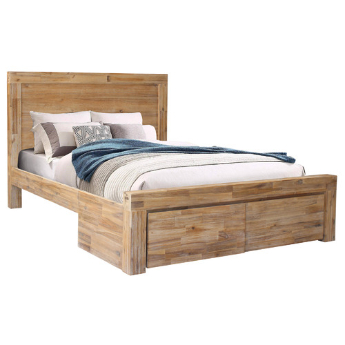 Caspian Acacia Wood Bed with 2 Drawers Size Queen by Temple & ster Style Sourcebook