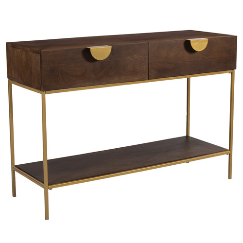 Priya 2 Drawer Mango Wood Console Table by Temple & ster Style