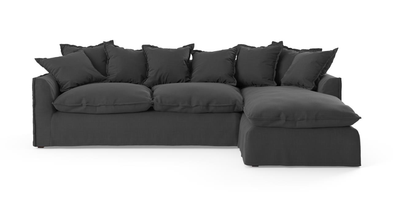 Palermo 3 Seater Modular Sofa with Chaise Moonlit Night Black Right