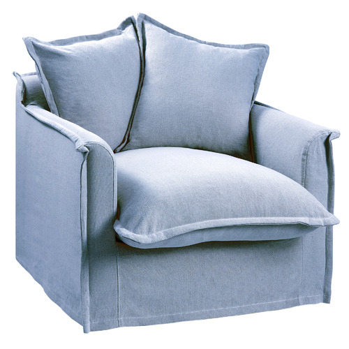 Cumulus Cotton Slipcover Armchair Colour Denim Blue by Temple
