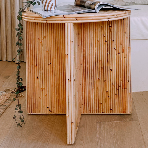 Natural Cuba Rattan Inlay Side Table by Temple & ster Style Sourcebook