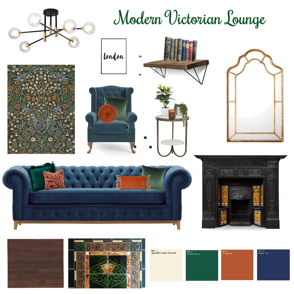 Modern Victorian Lounge Interior Design Mood Board by katywickens
