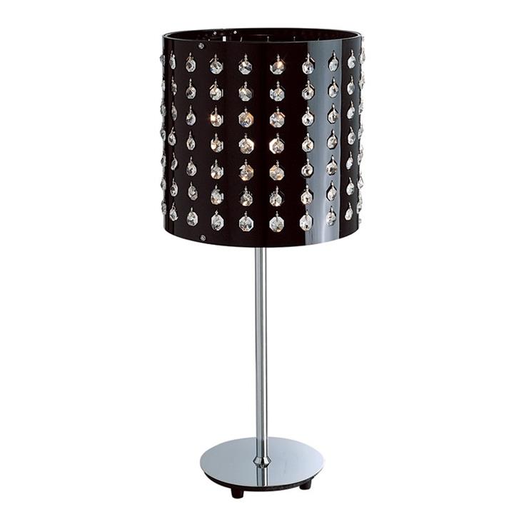 Stainless Steel Table Lamp with Crystal Drops on Shade by Emporium Oggetti Style Sourcebook