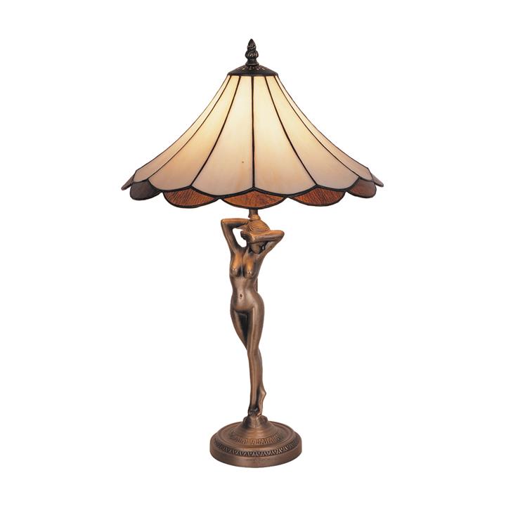 Florence Tiffany Style Stained Glass Figurine Table Lamp, Umbrella by