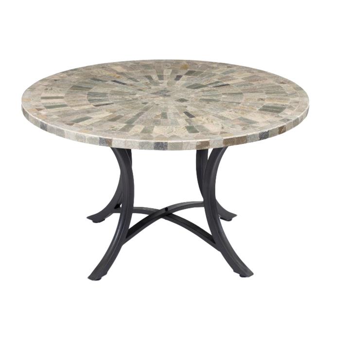 Oyster Slate Stone Round Outdoor Dining Table, 120cm by CHL Enterprises